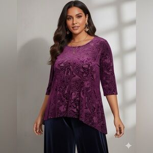 Avenue Y2K Burnout Velvet Blouse Top Size 22 24